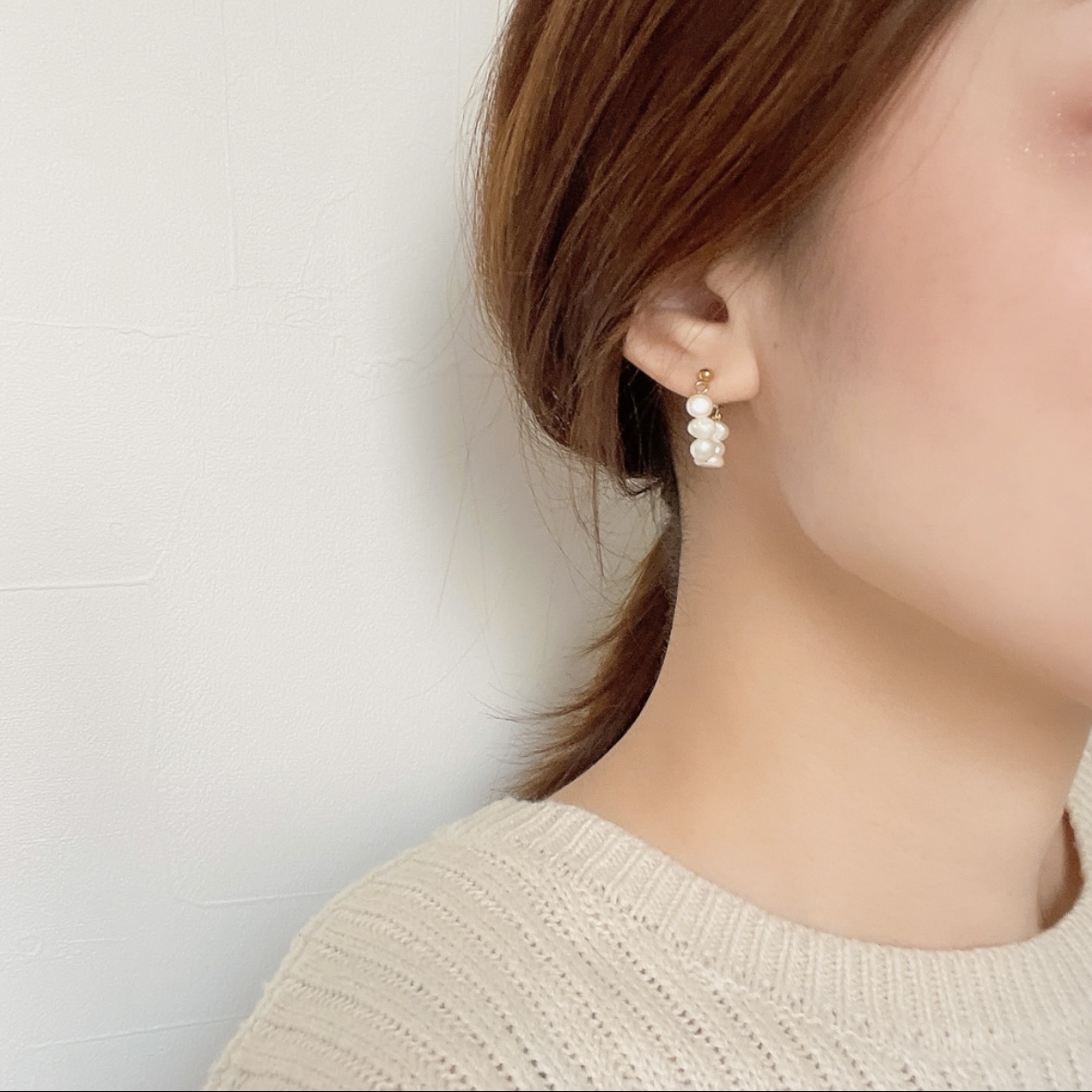 淡水バロックパールフープピアス/イヤリング〈ゴールド・シルバー〉